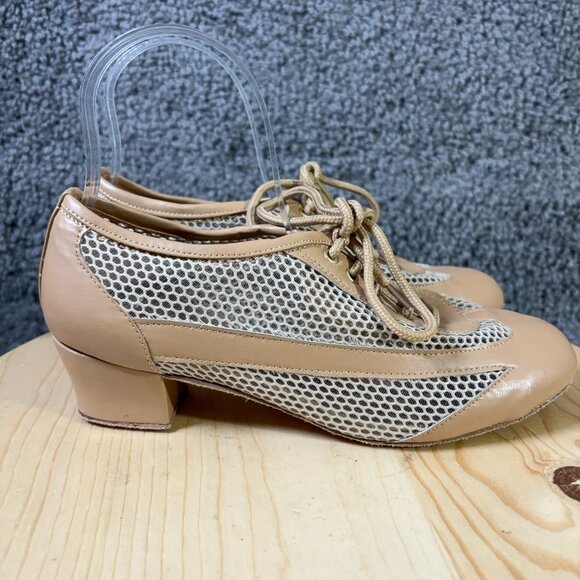 Very Fine Cuban Low Heel Dance Shoes Womens Size 8 Ballroom Dance Shoes - Picture 3 of 8